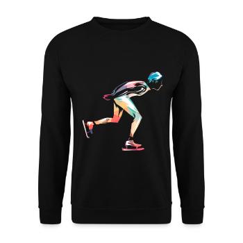 Schwebende Schlittschuhläuferin Eisbahn - Unisex Pullover - Schwarz - Vorne - Alina (178cm) & Michal (187cm)