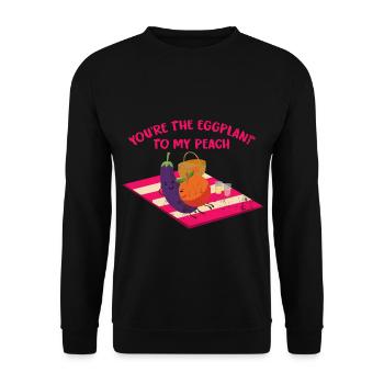 Verliebte Aubergine Strandurlaub - Unisex Pullover - Schwarz - Vorne - Alina (178cm) & Michal (187cm)