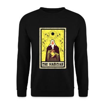Der Magier Tarotkarte Schamane Wahrsagerei - Unisex Pullover - Schwarz - Vorne - Alina (178cm) & Michal (187cm)