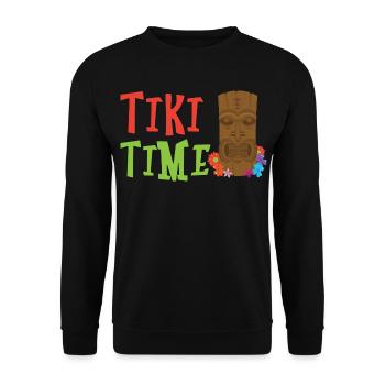 Tiki Time Tropischer Drink Luau Party Tiki Bar - Unisex Pullover - Schwarz - Vorne - Alina (178cm) & Michal (187cm)