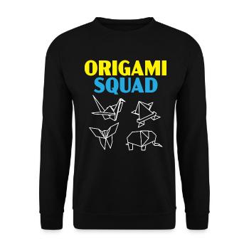 Origami Squad Papierkunst Origami Papier Japanisch - Unisex Pullover - Schwarz - Vorne - Alina (178cm) & Michal (187cm)
