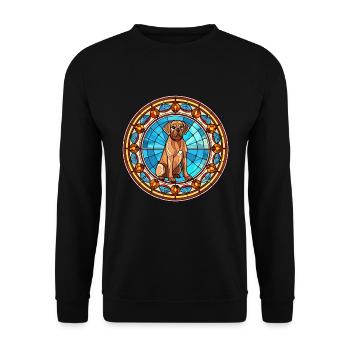 Holländische Smoushond Hunderasse Buntes Glas Buntes W - Unisex Pullover - Schwarz - Vorne - Alina (178cm) & Michal (187cm)