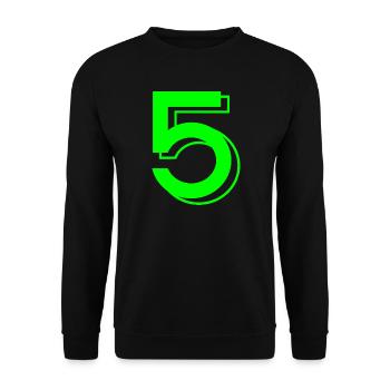 Neon Fünf Logo - Unisex Pullover - Schwarz - Vorne - Alina (178cm) & Michal (187cm)