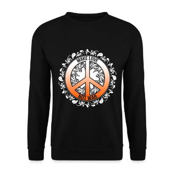 Make Love Not War Hippie Kostüm Weltfriendenstag - Unisex Pullover - Schwarz - Vorne - Alina (178cm) & Michal (187cm)