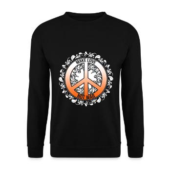 Make Love Not War Hippie Kostüm Weltfriendenstag - Unisex Pullover - Schwarz - Vorne - Alina (178cm) & Michal (187cm)