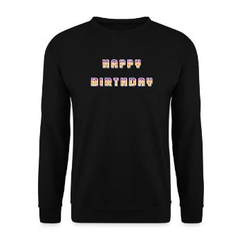 ALLES GUTE ZUM GEBURTSTAG. ALLES GUTE ZUM GEBURTSTAG. JAHRESTAG. - Unisex Pullover - Schwarz - Vorne - Alina (178cm) & Michal (187cm)