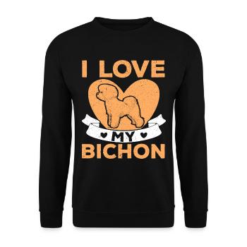 Bichon Frise Hundeliebhaber Hundezüchter Welpe Pfo - Unisex Pullover - Schwarz - Vorne - Alina (178cm) & Michal (187cm)