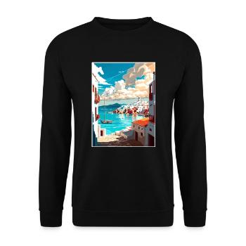 Naxos Griechenland Dekoration Vintage Reise Poster WPA - Unisex Pullover - Schwarz - Vorne - Alina (178cm) & Michal (187cm)