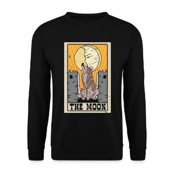Der Mond Tarotkarte Schamane Wahrsagerei - Unisex Pullover - Schwarz - Vorne - Alina (178cm) & Michal (187cm)