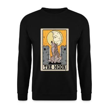 Der Mond Tarotkarte Schamane Wahrsagerei - Unisex Pullover - Schwarz - Vorne - Alina (178cm) & Michal (187cm)