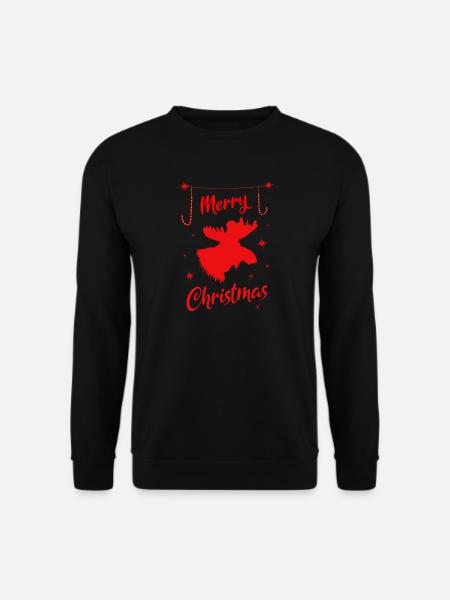 Elch Frohe Weihnachten Rentier Hirsch - Unisex Pullover - Schwarz
