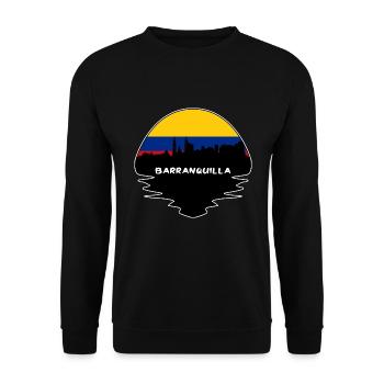 Barranquilla Kolumbien Flagge Skyline Silhouette Trav - Unisex Pullover - Schwarz - Vorne - Alina (178cm) & Michal (187cm)