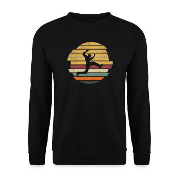 Retro Parkour Läufer Freerunner Freerunning - Unisex Pullover - Schwarz - Vorne - Alina (178cm) & Michal (187cm)