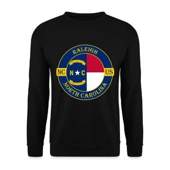 Raleigh North Carolina Flagge USA Souvenir Abzeichen - Unisex Pullover - Schwarz - Vorne - Alina (178cm) & Michal (187cm)
