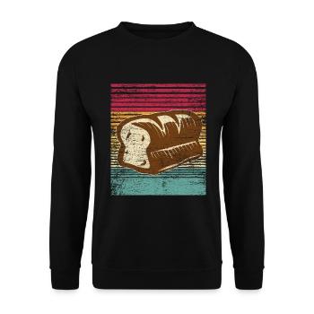 Herzhafter Brotlaib Frühstückstisch - Unisex Pullover - Schwarz - Vorne - Alina (178cm) & Michal (187cm)