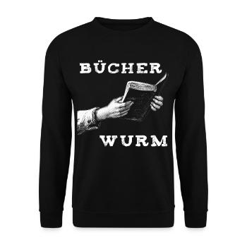 Buch – Bücherwurm - Unisex Pullover - Schwarz - Vorne - Alina (178cm) & Michal (187cm)