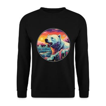 Eisbär Buntes Aquarell Cartoon Kawaii Haustier - Unisex Pullover - Schwarz - Vorne - Alina (178cm) & Michal (187cm)