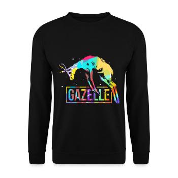 Zierliche Gazelle Steppenläufer - Unisex Pullover - Schwarz - Vorne - Alina (178cm) & Michal (187cm)