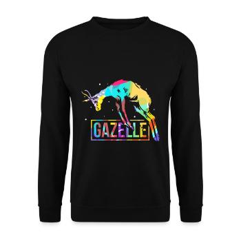 Zierliche Gazelle Steppenläufer - Unisex Pullover - Schwarz - Vorne - Alina (178cm) & Michal (187cm)