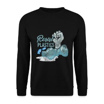 Resist Plastics Zero Waste Plastikfrei Plastik Spr - Unisex Pullover - Schwarz - Vorne - Alina (178cm) & Michal (187cm)
