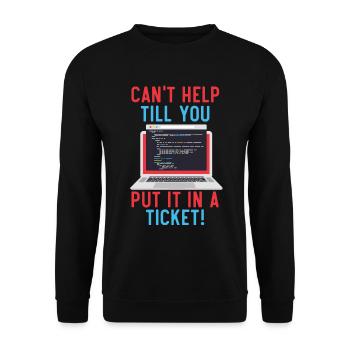 I.T. Ich bin nur wegen des Cache hier - Unisex Pullover - Schwarz - Vorne - Alina (178cm) & Michal (187cm)