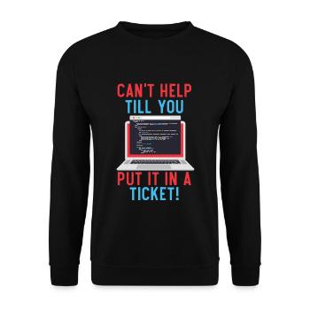 I.T. Ich bin nur wegen des Cache hier - Unisex Pullover - Schwarz - Vorne - Alina (178cm) & Michal (187cm)