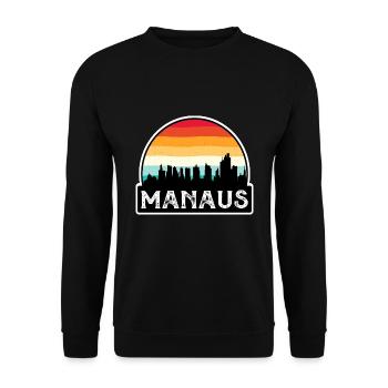 Manaus Brasilien-Flagge Skyline Reise-Souvenir - Unisex Pullover - Schwarz - Vorne - Alina (178cm) & Michal (187cm)