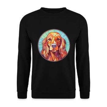 Irischer Setter Hund Rasse Aquarell Illustration - Unisex Pullover - Schwarz - Vorne - Alina (178cm) & Michal (187cm)