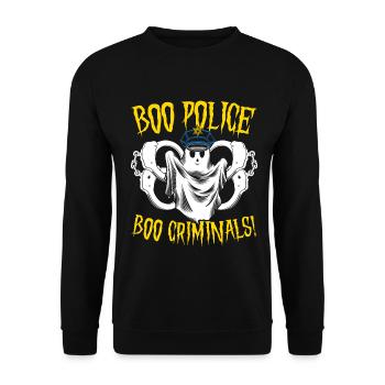 Buh Polizei, buh Kriminelle! Polizist Halloween - Unisex Pullover - Schwarz - Vorne - Alina (178cm) & Michal (187cm)