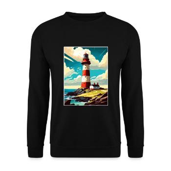 Plymouth England Vintage Reiseposter Souvenir - Unisex Pullover - Schwarz - Vorne - Alina (178cm) & Michal (187cm)
