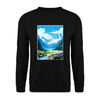Franz Josef Gletscher Neuseeland Reiseposter - Unisex Pullover - Schwarz - Vorne - Alina (178cm) & Michal (187cm)