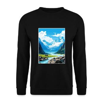 Franz Josef Gletscher Neuseeland Reiseposter - Unisex Pullover - Schwarz - Vorne - Alina (178cm) & Michal (187cm)
