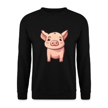 Schwein niedliche Karikatur Kawaii Aquarell Tier Haustier - Unisex Pullover - Schwarz - Vorne - Alina (178cm) & Michal (187cm)