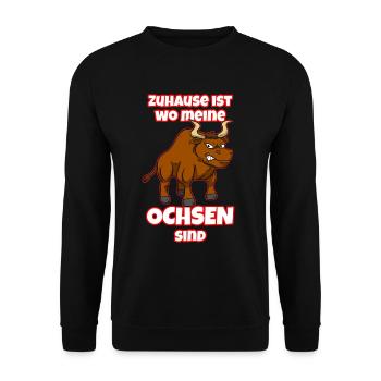 Zuhause Ist Wo Meine Ochsen Sind Ochsenzüchter - Unisex Pullover - Schwarz - Vorne - Alina (178cm) & Michal (187cm)