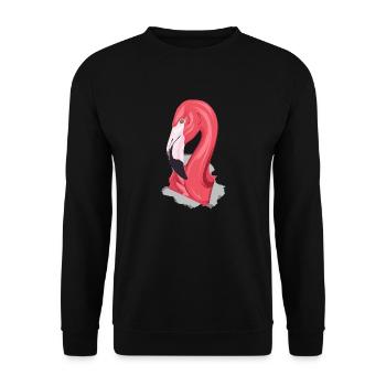 Flamingo Porträt - Rosa Flamingo Illustration - Unisex Pullover - Schwarz - Vorne - Alina (178cm) & Michal (187cm)