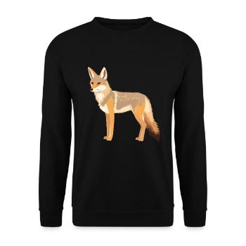 Kojote Buntes Aquarell Cartoon Kawaii Tier - Unisex Pullover - Schwarz - Vorne - Alina (178cm) & Michal (187cm)