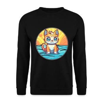 Kätzchen Aquarell Cartoon Kawaii Clipart Tier - Unisex Pullover - Schwarz - Vorne - Alina (178cm) & Michal (187cm)