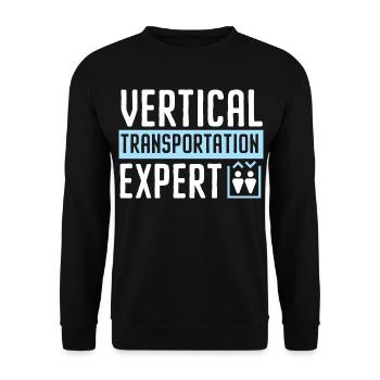 Vertikaler Transportexperte Es ist ein Auf und Ab - Unisex Pullover - Schwarz - Vorne - Alina (178cm) & Michal (187cm)