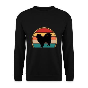 Japanisch Kinn Hund Liebhaber Silhouette Vintage Sonnenuntergang - Unisex Pullover - Schwarz - Vorne - Alina (178cm) & Michal (187cm)