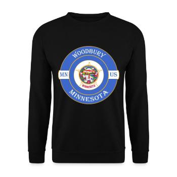 Woodbury Minnesota Flagge USA Reise Souvenir Abzeichen - Unisex Pullover - Schwarz - Vorne - Alina (178cm) & Michal (187cm)