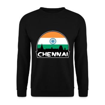Chennai Indien Flagge Skyline Silhouette Reisen - Unisex Pullover - Schwarz - Vorne - Alina (178cm) & Michal (187cm)