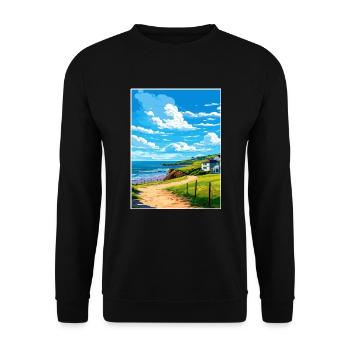Polzeath Cornwall Vintage Reiseposter Souvenir - Unisex Pullover - Schwarz - Vorne - Alina (178cm) & Michal (187cm)