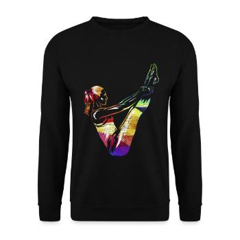 Energiegeladene Pilates Trainerin - Unisex Pullover - Schwarz - Vorne - Alina (178cm) & Michal (187cm)