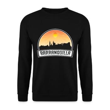 Barranquilla Colombia Skyline Vintage Sunset Trave - Unisex Pullover - Schwarz - Vorne - Alina (178cm) & Michal (187cm)