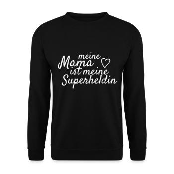 Meine Mama ist meine Superheldin - Unisex Pullover - Schwarz - Vorne - Alina (178cm) & Michal (187cm)