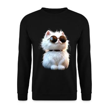 Angora Katze Weiße Angorakatze Süße Angora Katzen - Unisex Pullover - Schwarz - Vorne - Alina (178cm) & Michal (187cm)