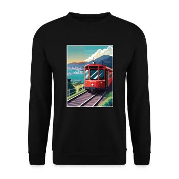 Wellington Neuseeland Vintage Reiseposter WPA - Unisex Pullover - Schwarz - Vorne - Alina (178cm) & Michal (187cm)