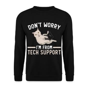 Keine Sorge, ich bin vom technischen Support - Unisex Pullover - Schwarz - Vorne - Alina (178cm) & Michal (187cm)