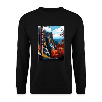Böhmische Schweiz Tschechien Reiseposter - Unisex Pullover - Schwarz - Vorne - Alina (178cm) & Michal (187cm)