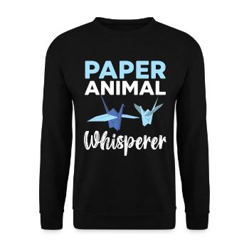 Papiertierflüsterer Papierkunst Japanische Kunst - Unisex Pullover - Schwarz - Vorne - Alina (178cm) & Michal (187cm)